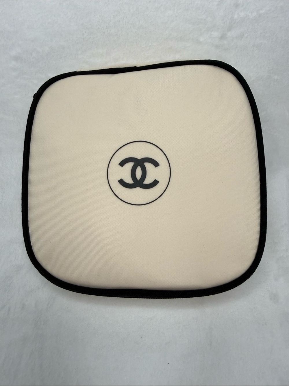 CHANEL Makeup Bag  Cream and Black Logo Cosmetic Case ‼️No Box‼️